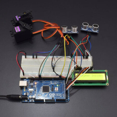Make an Automatic Door & counter with HC-SR04 ultrasonic sensor and servo motor interfacing with arduino mega
